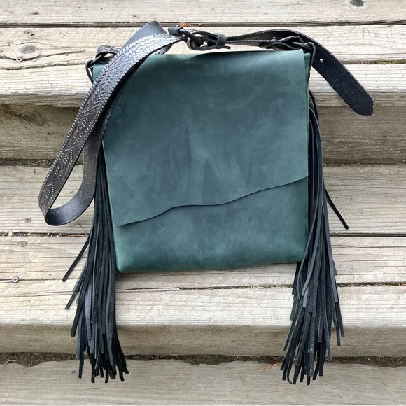 ride free montana Handbags - Ride Free Montana Green Western Fringed Bag